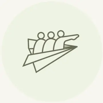 Icon of a team on a paper plane