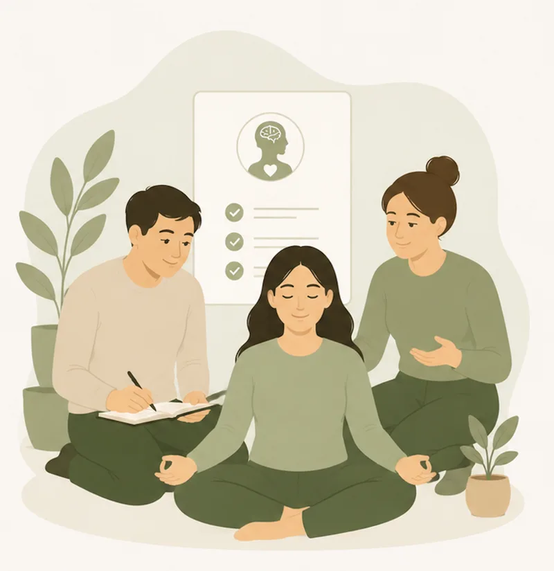 A small support group sitting together in a calm circle